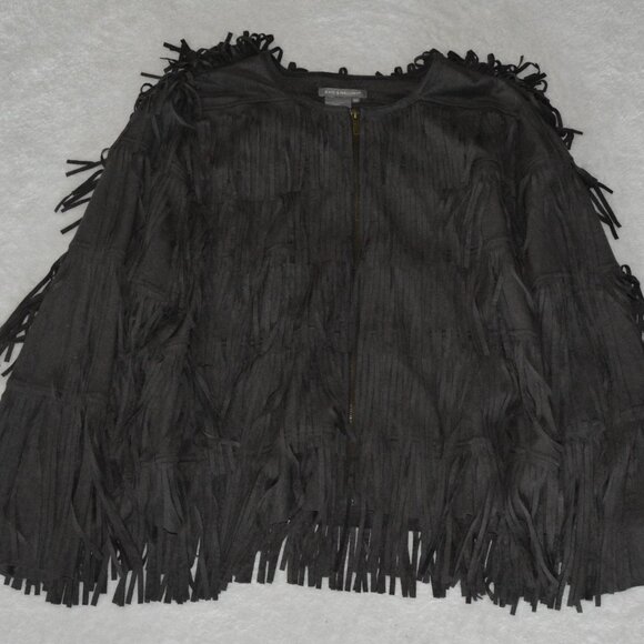 Kate & Malory Fringe Zip Up Jacket Women's size 3X Gray - Picture 5 of 6